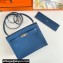 Hermes Evercolor Kelly Danse Shoulder bag Blue with Silver Hardware (full handmade)