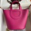 Hermes In-The-Loop Tote Bag In Original Togo Leather Fuchsia with Silver Hardware (Full Handmade Quality)