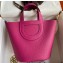 Hermes In-The-Loop Tote Bag In Original Togo Leather Fuchsia with Gold Hardware (Full Handmade Quality)