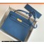 Hermes Evercolor Kelly Danse Shoulder bag Blue with Gold Hardware (full handmade)