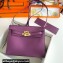 Hermes Evercolor Kelly Danse Shoulder bag Purple with Gold Hardware (full handmade)