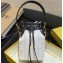 Fendi Canvas Embroidered FF Mon Tresor Mini Bucket Bag White 2020