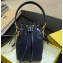 Fendi Canvas Embroidered FF Mon Tresor Mini Bucket Bag Black 2020