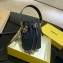Fendi Canvas Embroidered FF Mon Tresor Mini Bucket Bag Black 2020