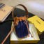 Fendi Canvas Embroidered FF Mon Tresor Mini Bucket Bag Blue 2020