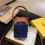 Fendi Canvas Embroidered FF Mon Tresor Mini Bucket Bag Blue 2020
