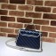 Gucci Diagonal GG Marmont Mini Top Handle Bag 583571 Blue/White 2020