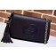 Gucci Soho Tassel Leather Chain Shoulder Bag 336752 Black