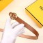 Fendi Width 2cm F is Fendi Logo Round Buckle Belt Brown/Gold