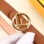 Fendi Width 2cm F is Fendi Logo Round Buckle Belt Brown/Gold
