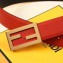 Fendi Width 3.5cm FF Stud Buckle Baguette Belt Red