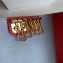 Celine Bicolour Strap Key Case Dusty Blue/Red
