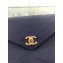 Chanel Chevron Envelope Flap Clutch Bag Navy Blue