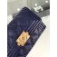 Chanel Grained Calfskin Boy Flap Card Holder A80603 Navy Blue/Gold