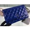 Chanel Wallet On Chain WOC Bag in Patent Leather Blue/Silver