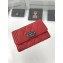 Chanel Grained Calfskin Boy Flap Card Holder A80603 Red/Silver