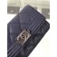 Chanel Grained Calfskin Boy Flap Card Holder A80603 Navy Blue/Silver