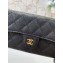 Chanel Classic Long Flap Wallet 30077 Grained Calfskin Black/Gold