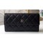 Chanel Classic Long Flap Wallet 31502 Grained Calfskin Black