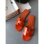 Hermes Oran Flat Slipper Sandals in Patent Calfskin Orange