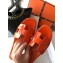 Hermes Oran Flat Slipper Sandals in Patent Calfskin Orange