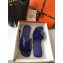Hermes Oran Flat Slipper Sandals in Patent Calfskin Dark Blue