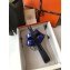 Hermes Oran Flat Slipper Sandals in Patent Calfskin Dark Blue