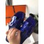 Hermes Oran Flat Slipper Sandals in Patent Calfskin Dark Blue