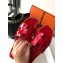 Hermes Oran Flat Slipper Sandals in Patent Calfskin Red
