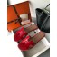Hermes Oran Flat Slipper Sandals in Patent Calfskin Red/Coffee