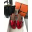 Hermes Oran Flat Slipper Sandals in Patent Calfskin Red/Coffee