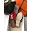 Hermes Oran Flat Slipper Sandals in Patent Calfskin Red/Coffee