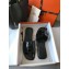 Hermes Oran Flat Slipper Sandals in Patent Calfskin Black