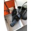 Hermes Oran Flat Slipper Sandals in Patent Calfskin Black