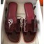 Hermes Oran Flat Slipper Sandals in Patent Calfskin Burgundy/Purple