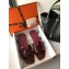 Hermes Oran Flat Slipper Sandals in Patent Calfskin Burgundy/Purple