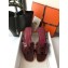 Hermes Oran Flat Slipper Sandals in Patent Calfskin Burgundy/Purple