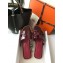 Hermes Oran Flat Slipper Sandals in Patent Calfskin Burgundy/Purple
