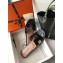 Hermes Oran Flat Slipper Sandals in Patent Calfskin Black/Coffee