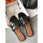 Hermes Oran Flat Slipper Sandals in Patent Calfskin Black/Coffee