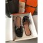 Hermes Oran Flat Slipper Sandals in Patent Calfskin Black/Coffee