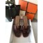 Hermes Oran Flat Slipper Sandals in Patent Calfskin Burgundy/Coffee