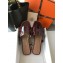 Hermes Oran Flat Slipper Sandals in Patent Calfskin Burgundy/Coffee