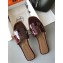 Hermes Oran Flat Slipper Sandals in Patent Calfskin Burgundy/Coffee