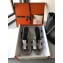 Hermes Heel 5cm Oasis Slipper Sandals in Metallic Leather Silver Gray/Black