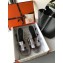 Hermes Heel 5cm Oasis Slipper Sandals in Metallic Leather Silver Gray/Black