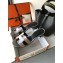 Hermes Heel 5cm Oasis Slipper Sandals in Metallic Leather Silver Gray/Black