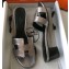Hermes Heel 5cm Oasis Slipper Sandals in Metallic Leather Silver Gray/Black