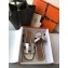 Hermes Oran Flat Slipper Sandals in Metallic Leather Silver