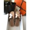 Hermes Oran Flat Slipper Sandals in Metallic Leather Pink Gold